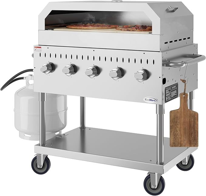 KoolMore 36 in. Commercial Outdoor Propane Grill With Pizza Oven, ETL Listed in Stainless-Steel (CGKIT3-36P)