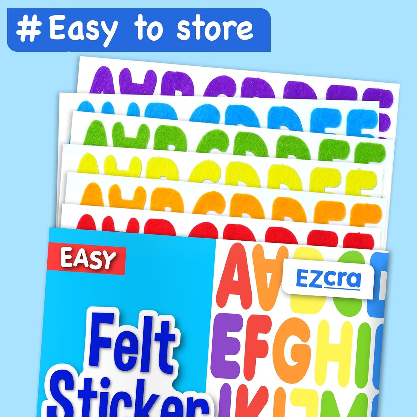 EZCRA Felt Alphabet Stickers, Large Self-Adhesive A-Z Puffy Letters for Kids Ages 3-5 – Classroom, Preschool, Homeschool DIY, Scrapbooking, 260+ Pieces