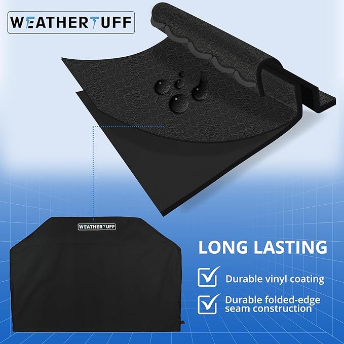 All Season Universal Heavy Duty Standard Grill Cover, Hi-Tech Premuim Quality | Anti-UV, Waterproof & Wind Resistant - Outdoor Barbecue Grilling & Storage, 68" L x 24" W x 48" H | Black