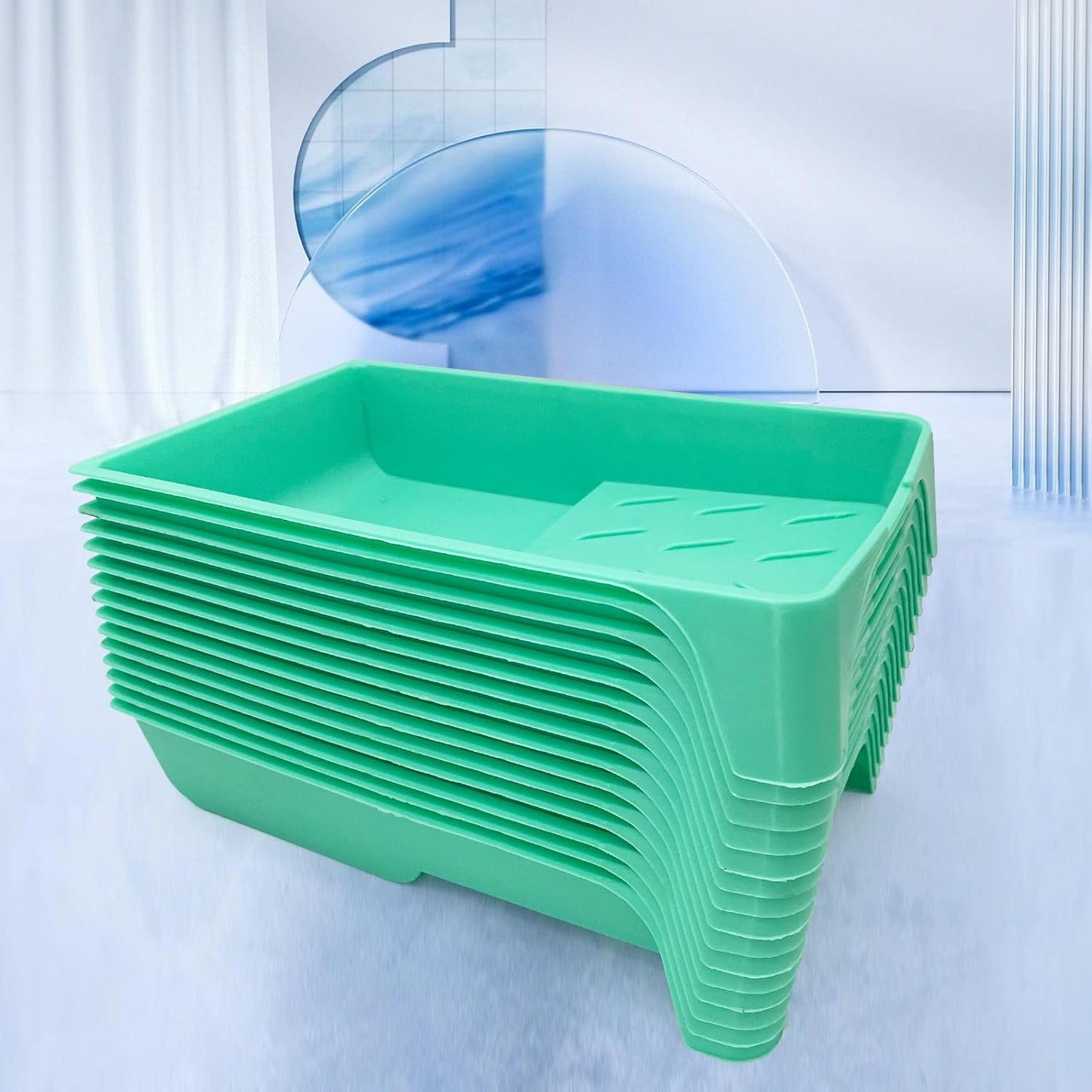 4 Inch Paint Tray, 15 Pack Plastic Paint Roller Tray, Heavy Duty Disposable Paint Pan, Sturdy Home Painting Supplies & Tools for Paint Rollers & Roller Brushes