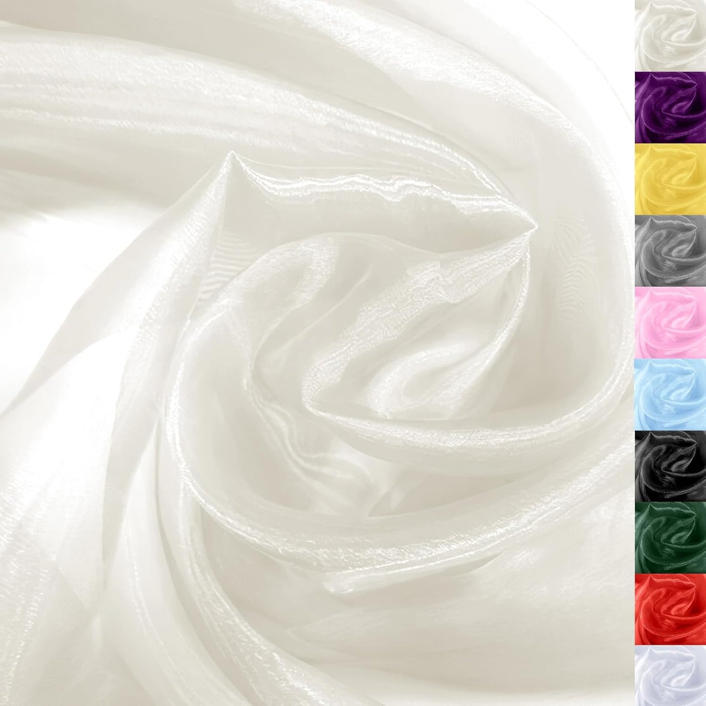 Ivory Crystal Organza Fabric – 16" x 5 Yards Lightweight Sheer Tulle for Bows, Tutus, Table Runners, Gift Wrapping, Crafts & DIY Sewing (Folded Package)