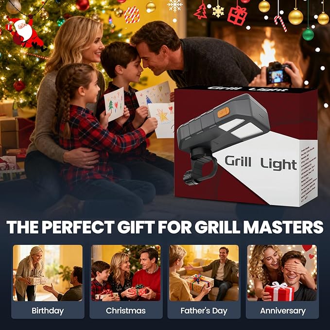 Grill Light for Blackstone Griddle & Weber Grill, Goldusk Rechargeable BBQ Lights with 160° Beam Automatic On/Off 2-Level Brightness Grilling Accessories for Outdoor Grill Gifts for Men Dad Husband