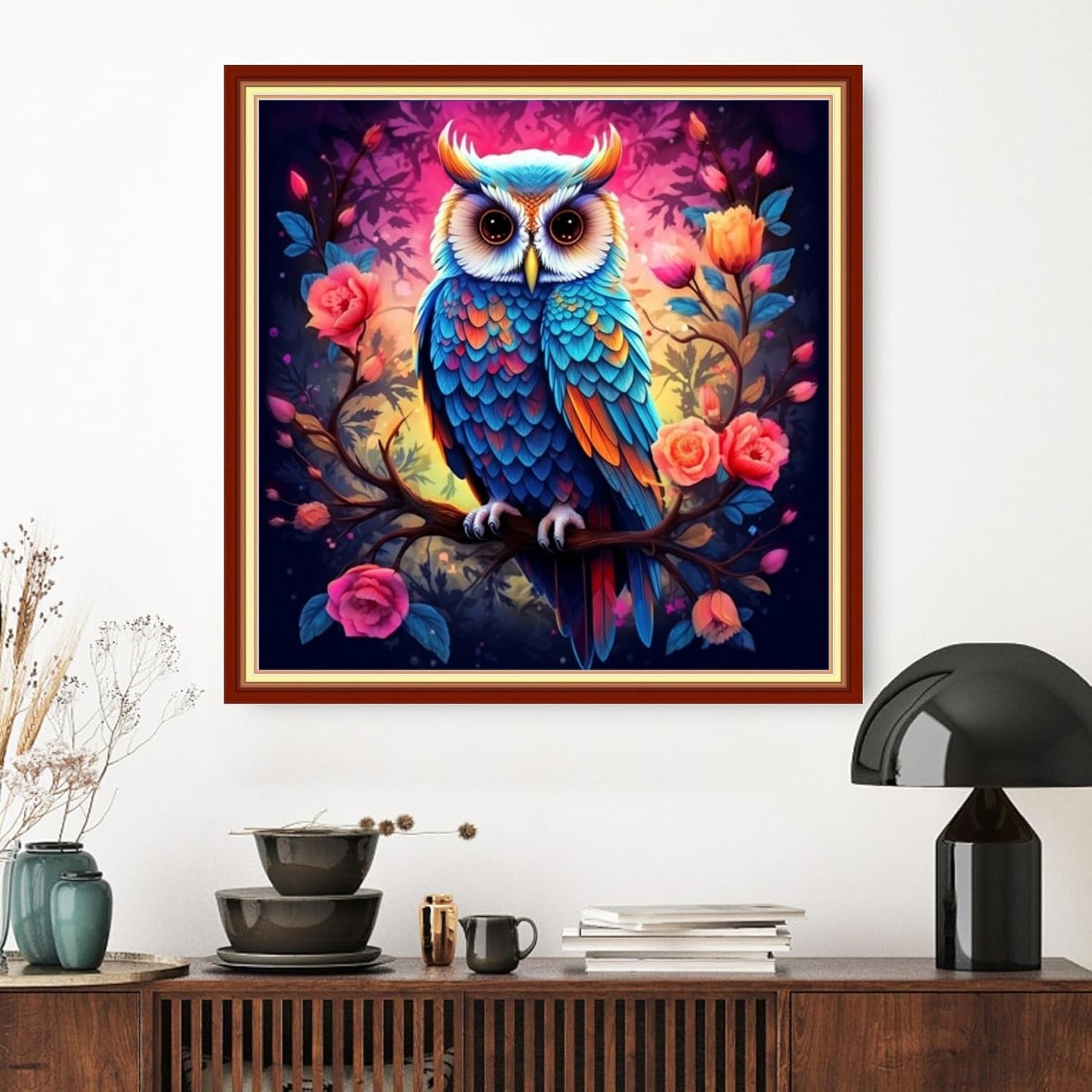 Dimxvean Stamped Cross Stitch Kits,Cross Stitch Kits for Adults Beginners,Embroidery Kits Full Range of Cross Stitch Stamped Kits Needlepoint Kits Cross Stitch Patterns-Colorful Owl 18x18 inch