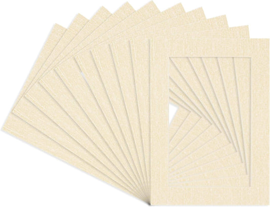 Pack of TEN 11x14 Mats Bevel Cut for 8.5x11 Photos - Acid Free Fresh Linen Canvas Precut Matboards For Pictures, Photos, Framing - 4-ply Thickness
