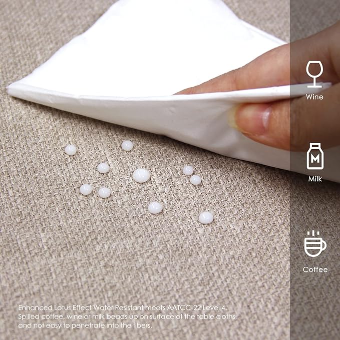 BALCONY & FALCON Square Tablecloth - Small Waterproof Table Cloth, Wrinkle Resistant Table Cover Linen Fabric Tablecloths for Dining Kitchen Wedding and Outdoor Decoration (Beige, 55"x55")