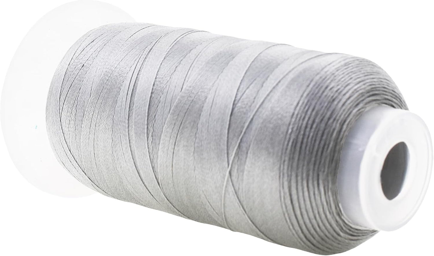 Mandala Crafts Silver Heavy Duty Thread - 1500 Yds Tex 70 Thread for Sewing Drapery Jeans Leather Hair - Bonded Polyester for Outdoor Marine Upholstery