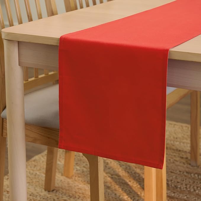 Encasa XO Table Runner 13x72 in Long | Cotton Canvas Fabric | Brick Solid Color | Machine Washable & Durable
