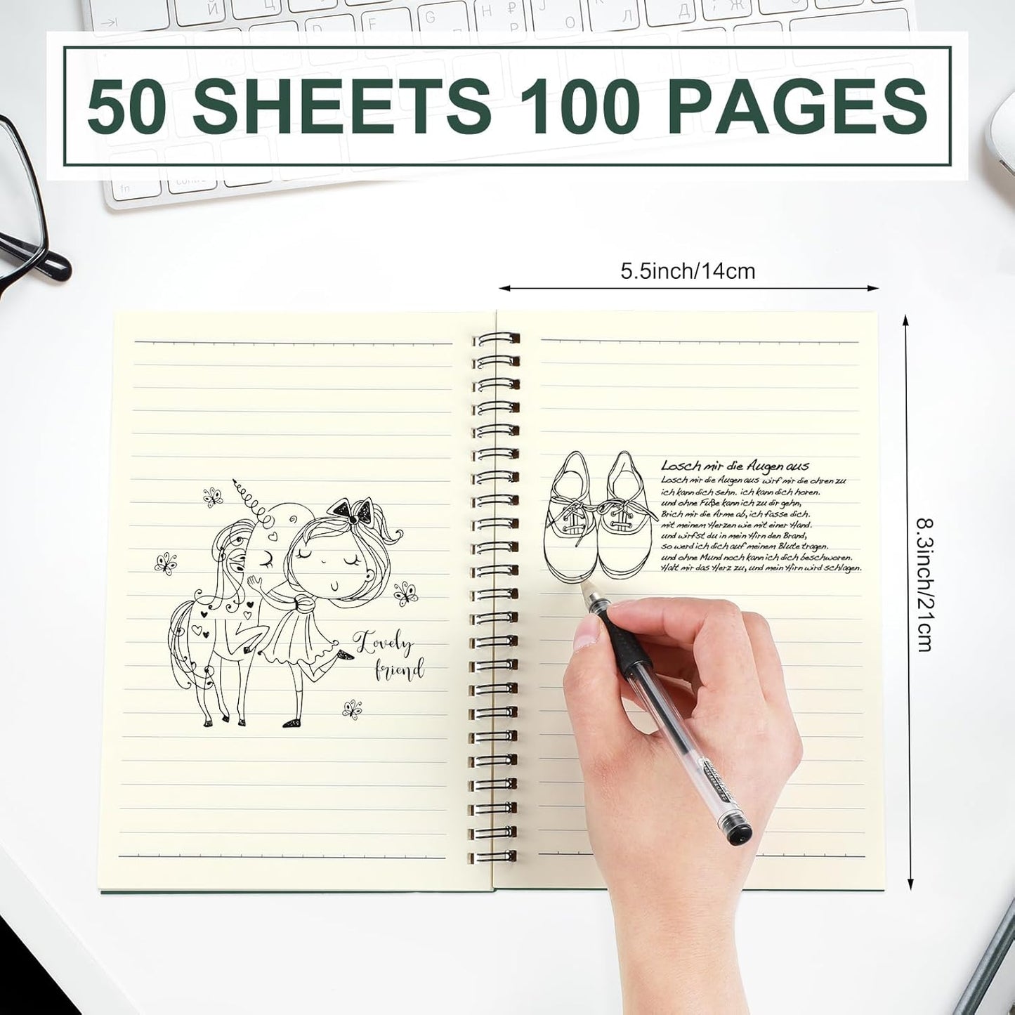 Yahenda 108 Pcs Spiral Notebook Bulk A5 Journal Lined 8.3'' x 5.5'' Writing Composition Paper Small Notepad Subject Notebook for Students Office Business Back to School Supplies (Deep Green)
