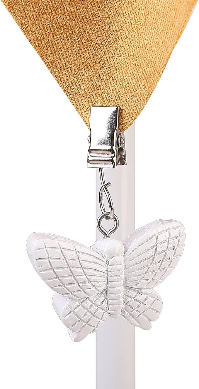 TwoFish Home Set of 4 White Butterfly Resin Tablecloth Weights Clips White Butterfly Handicraft Tablecloth Clamps Pack of 4