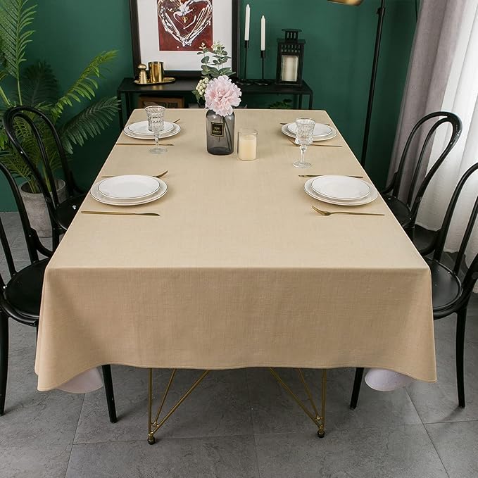 LIBERECOO Vinyl Tablecloth with Flannel Backing, Champagne, Waterproof, Stain-Resistant, Easy-Clean Table Cover for Dining, Kitchen, and Outdoor Use, 60" x 120" Rectangle