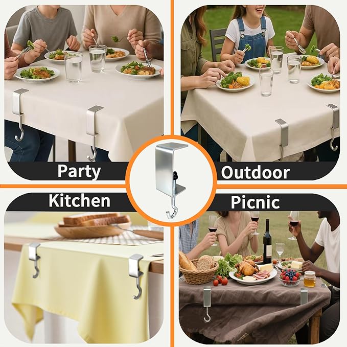 6 Packs Adjustable Tablecloth Clips - Heavy Duty Picnic Table Clips, Windproof Steel Table Cloth Cover Clamps Table Cloth Holders for Restaurant Picnics Marquees Weddings Graduation Party (large)