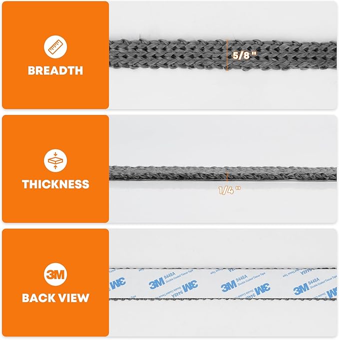 Stanbroil High Temperature Fiberglass Gasket Tape, 5/8" Width, 1/4" Thick, 72" Length, Self-Adhesive, Flat Gasket for Stoves and Fireplaces
