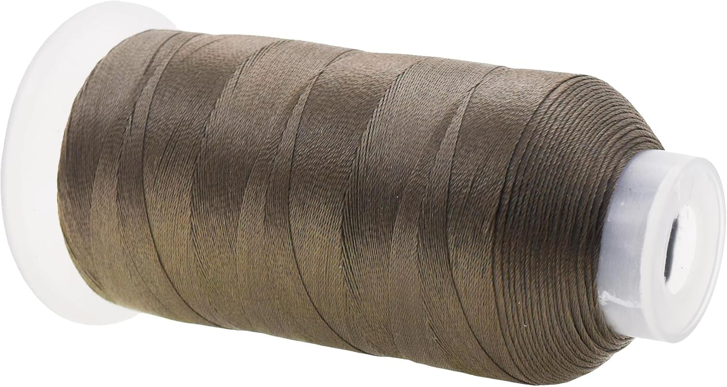 Mandala Crafts Dark Beige Heavy Duty Thread - 1500 Yds Tex 70 Thread for Sewing Drapery Jeans Leather Hair - Bonded Polyester for Outdoor Marine Upholstery