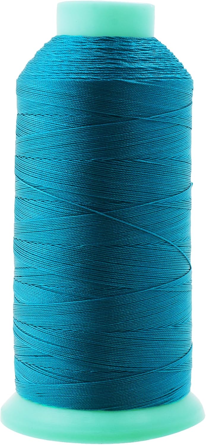 Mandala Crafts Bonded Nylon Thread Teal Heavy Duty Sewing Threads - 1100 YDs Size 92 280D T90 Tex 90 Thread for Leather, Jeans, Weaving, Outdoor, Marine, Upholstery