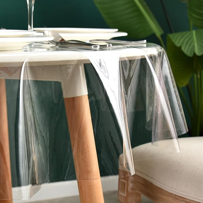 Nasitos 2 Pack Round Clear Plastic Tablecloth Protector 70 Inch-100% Waterproof Table Cover Vinyl Plastic Sheet, Thick Non Slip Wipeable Circular Table Cloth for Wedding, Banquet, Restaurant, Parties