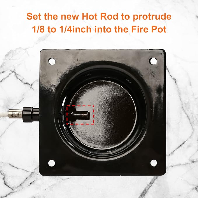 GRISUN Fire Pot Burn Pot and Hot Rod Ignitor Kit for Traeger, Pit Boss Pellet Grill, Upgraded Porcelain-Enameled Fire Pot, Heavy Duty Pellet Grill Replacement Parts, with Ash Remover, Screws and Fuse