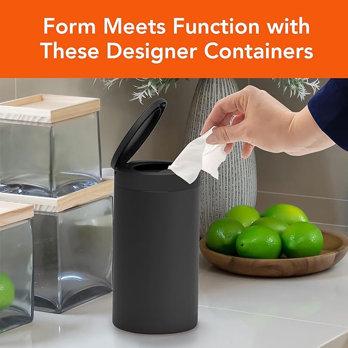 Spectrum Disinfecting Wipes Container with Push Button Lid - Refillable Dispenser for Bathroom, Kitchen, Countertop, & Home - Stainless Steel & Rust-Resistant Disinfectant Wipes Holder (Pack of 12)