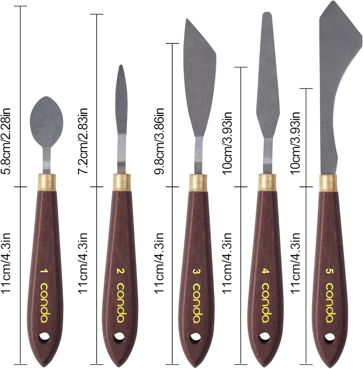 CONDA Palette Knife Painting Stainless Steel Spatula Palette Knife Oil Paint Metal Knives Wood Handle