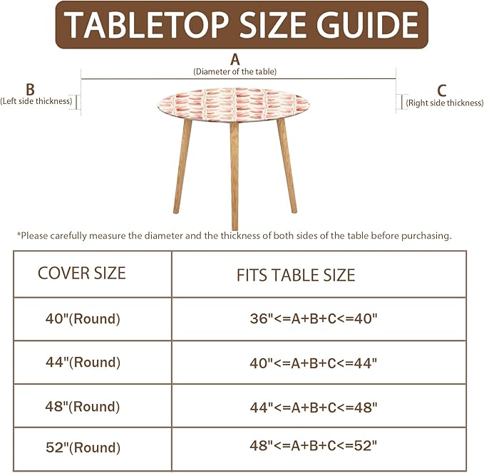 Valentines Day Round Fitted Tablecloth with Elastic Pink Love Heart Circle Table Cloth for 44-48" Round Tables Wipeable Waterproof Washable Valentine Hearts Table Cover for Picnic Dining Party Decor