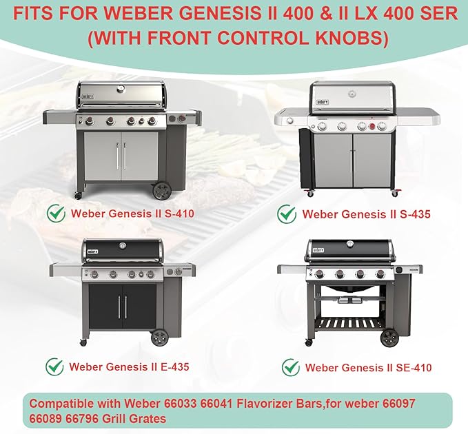 66033 66041 Flavorizer Bars and 66097 66089 Grill Grates for Weber Genesis II 400 & II LX 400 SER, Stainless Steel Replacement Parts for Weber Genesis 2 LX E-440,E-435,S-435 SE-410 Grill Parts