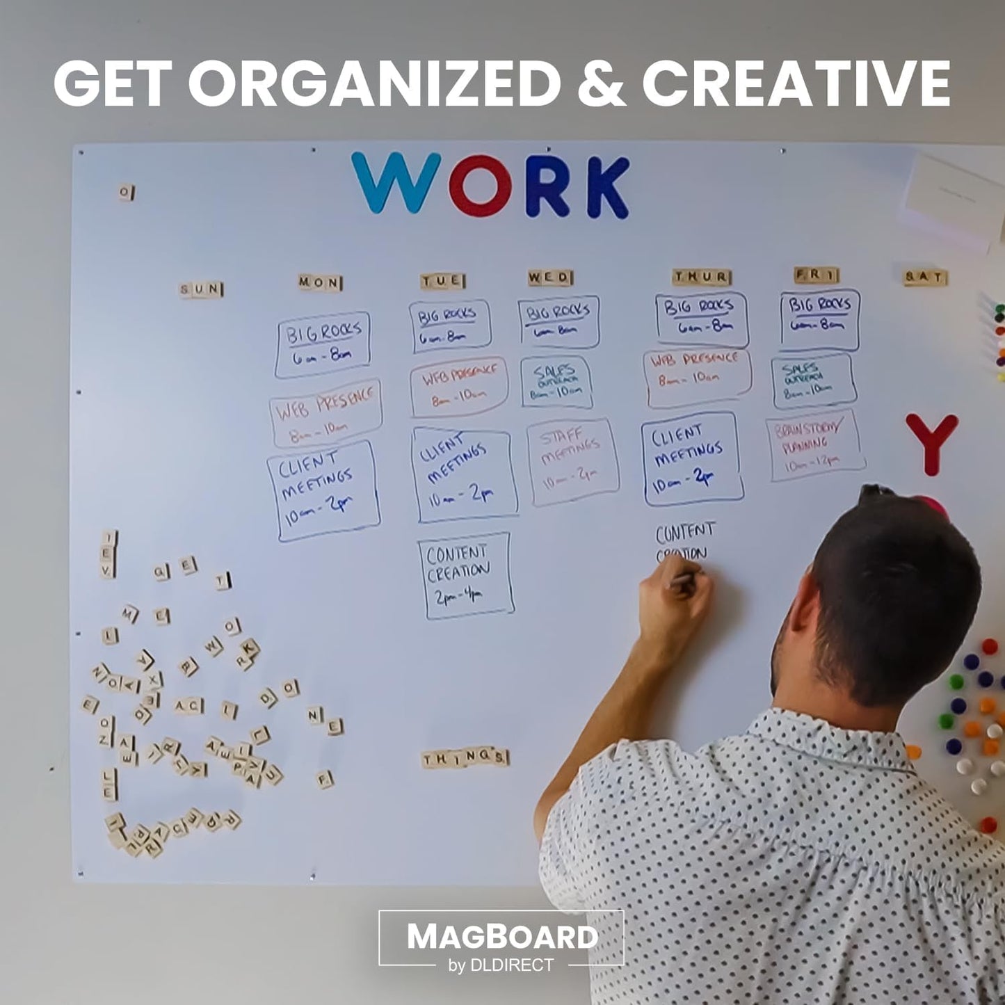 Diamond Life Magnetic Board - Memo & Vision Board for Home, Office, and Classroom - Magnet Board for Kids - Command Strips Included