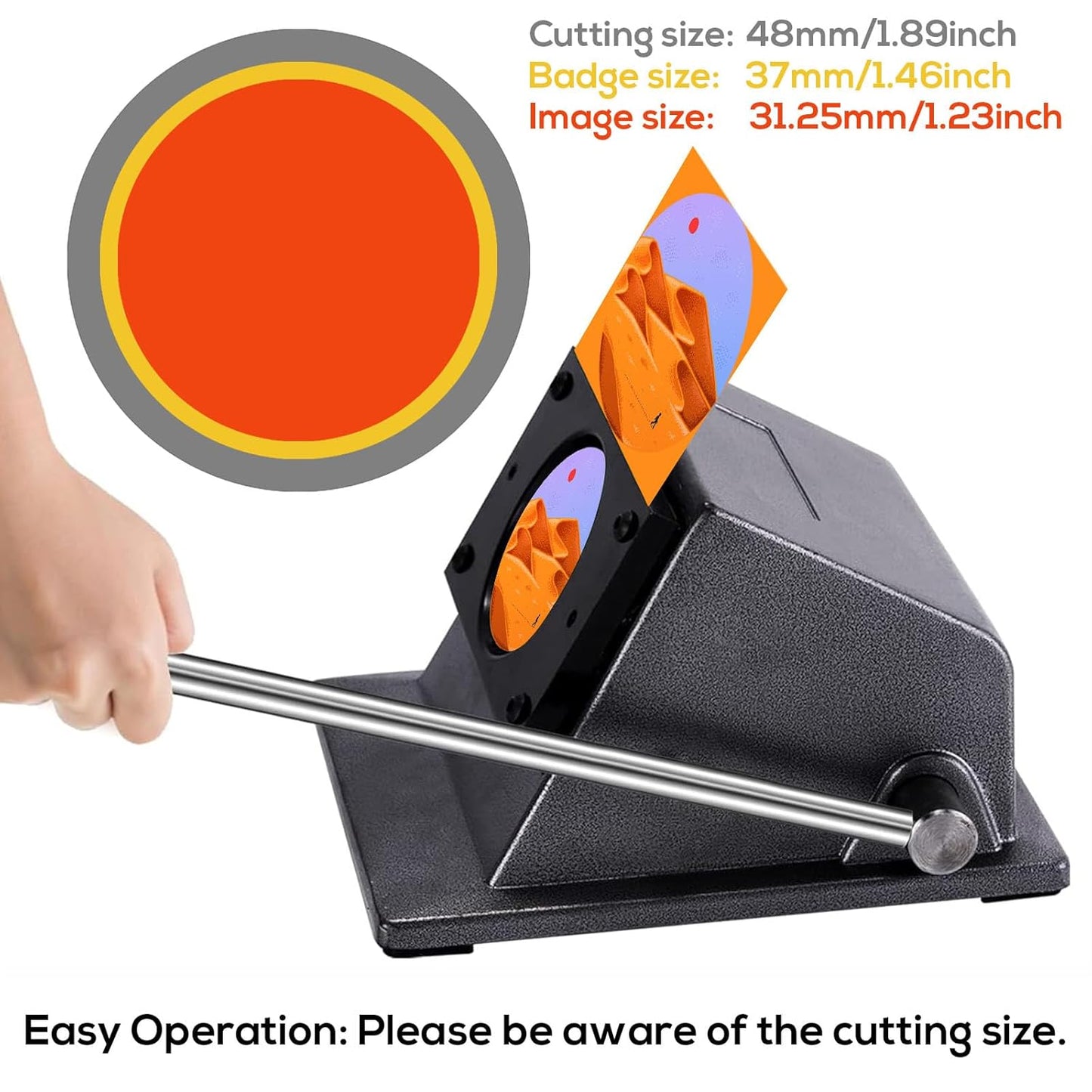 1.46"/37mm Button Paper Cutter 1.89"/48mm Circle Cutter Paper Puncher Precise Graphic Punch Die Cutter Cuts for Making 1.46-inch/37mm Buttons