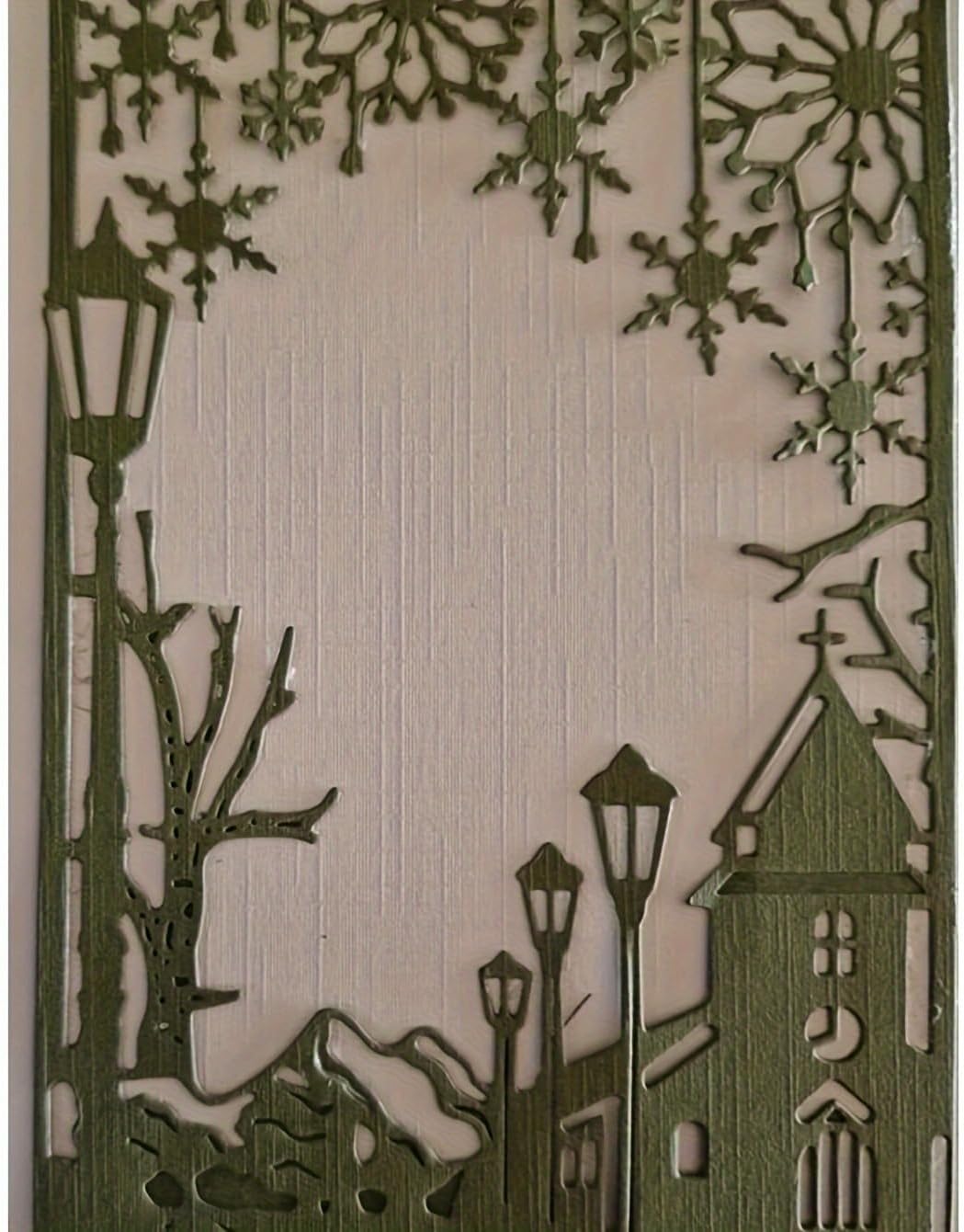 Lapoo Festivals Metal Cutting Die for Scrapbooking - Durable, Cut Stencils for DIY Scrapbook Photo Album Decorative Paper Card, Card Making Supplies, Embossing (Snowflake Street View 3.9 x 5.7 in)