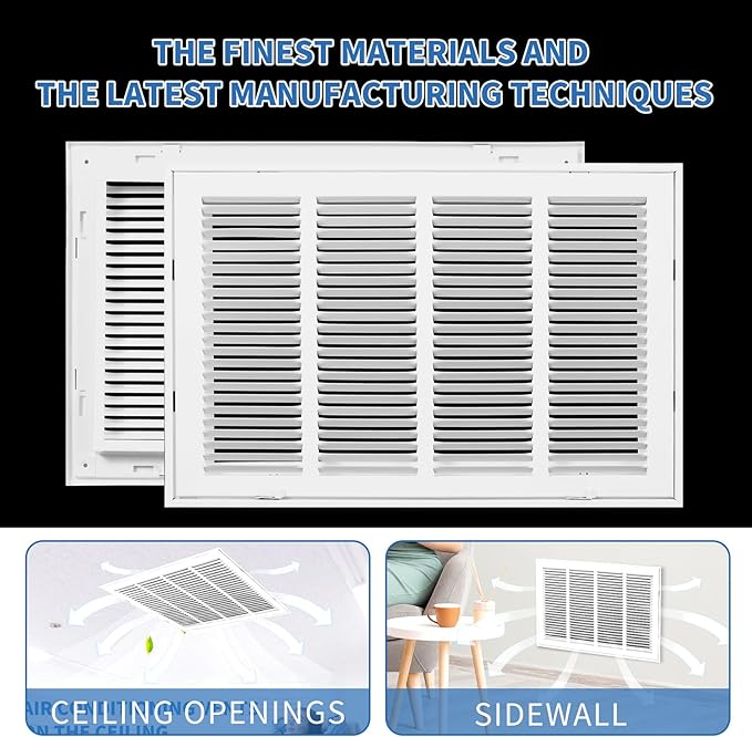 20x10 Return Air Grille [Duct Opening Size],Return Air Vent Cover for Wall Or Ceiling,Steel Return Air Filter Grilles Removable Face/Door for 1 Inch Filters (20"Wx10"H[Duct Opening])