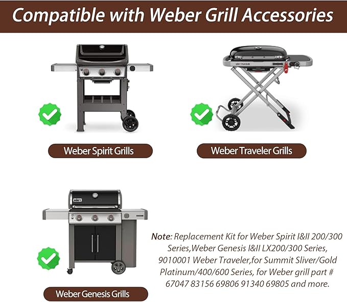 67047 Oil Catch Pan with 6415 15-Pack Aluminum Pan Liners for Weber Spirit I&II 200 and 300 Gas Grills, 83156 Grease Drip Tray Liners Parts for Weber Genesis I&II LX200/300 Series,for Weber Traveler