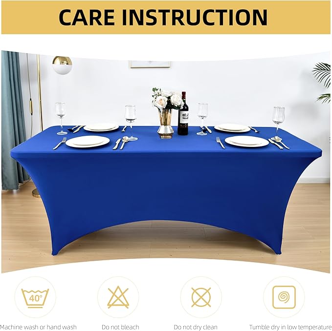 10-Pack 6ft Spandex Table Covers for Rectangle Standard Folding Tables - Wrinkle Resistant Stretch Tablecloths - Ultimate Fitted Table Protector for Parties, Banquet, Wedding