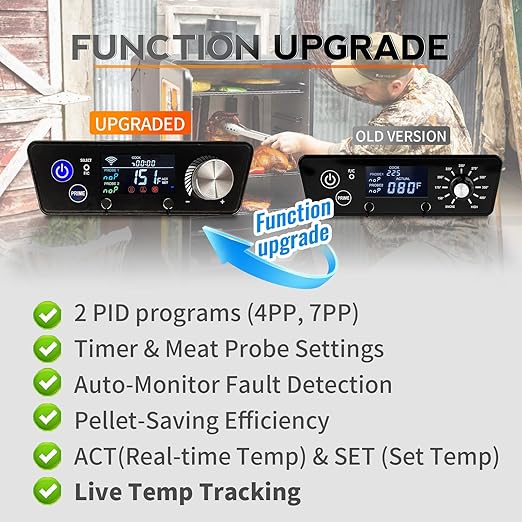 Upgraded Smart WiFi PID Digital Trapezoid Control Board Kit Replacement with APP Control for Pit Boss Vertical Pellet Smokers, Compatible with PBV3P1/PBV4PS1/PBV5P1 Series