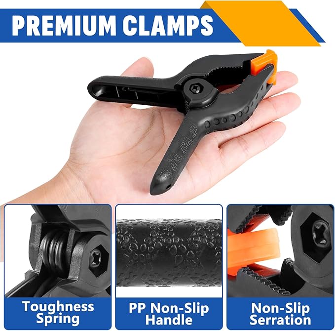 40 Pack 4.5 inch Plastic Spring Clamps, Black Heavy Duty Clips, Backdrop Clips, Woodworking Clamps, Plastic Clamps for Crafts, Backdrop Stand, Woodworking, Photography