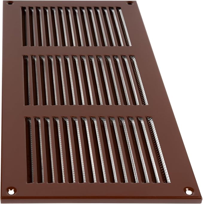 Repa Market 12x6 Inch Air Vent Cover/Brown Galvanized Steel Louvered Grill Cover with Mesh Screen/Wall or Ceiling Vent/Durable Flush Mount HVAC Register for Indoor and Outdoor Ventilation