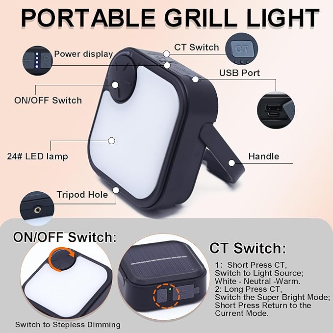 Grill Lights for Outdoor Grill, Magnetic Grill Lights Rechargeable Ultra-Bright BBQ Grill Lights for Grill (Birthday Grilling Gifts)