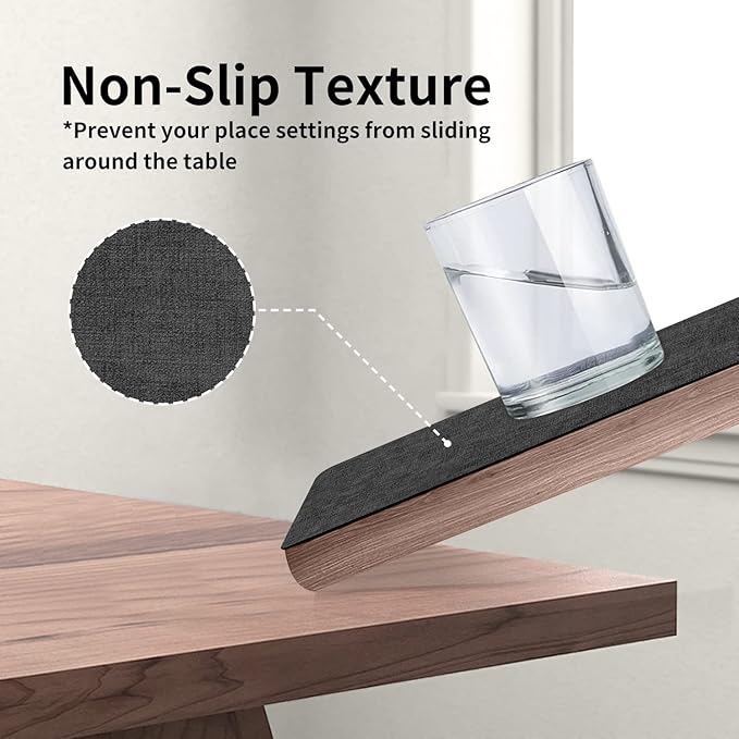 Maxpearl Faux Leather Placemats Set of 4, Waterproof - Wipe Clean - Heat Resistant - Anti Slip Dining Table Place Mats, Suitable for Indoor & Outdoor Use, 17’’×12’’, Black