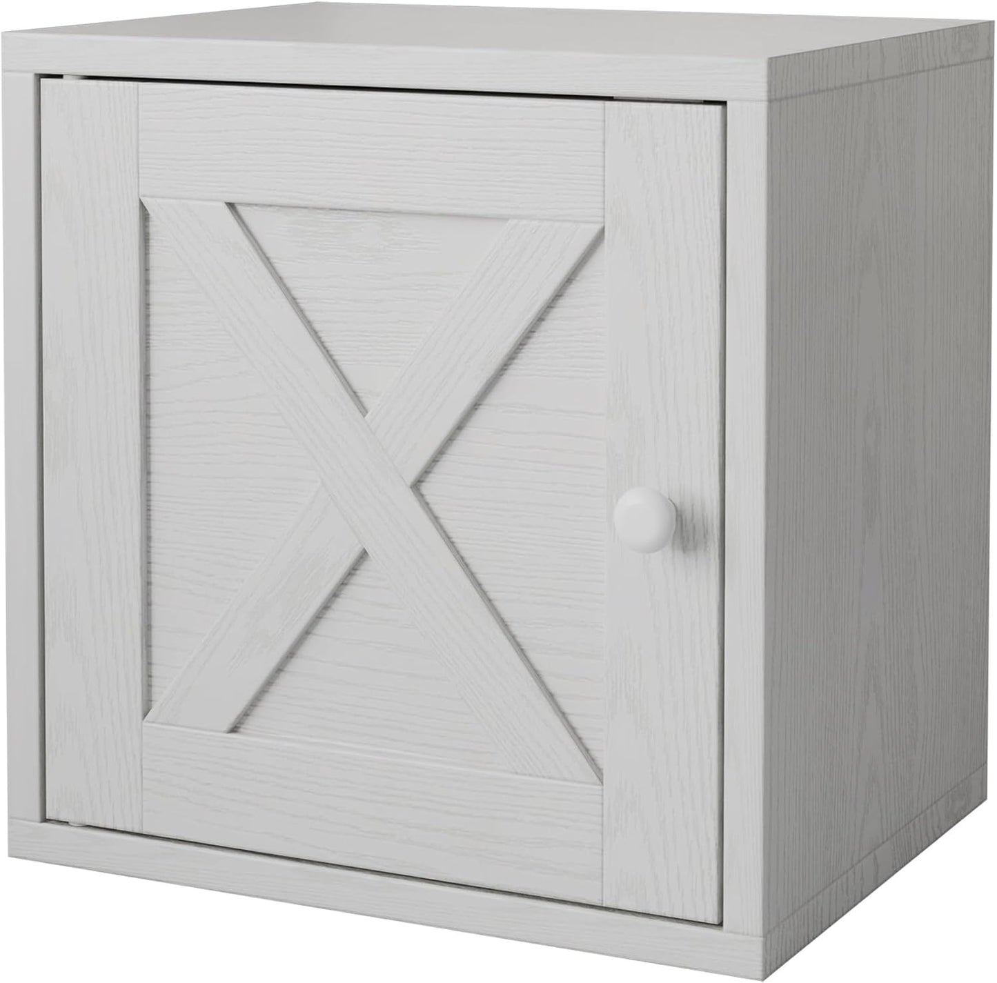 FUSUNBAO Magic DIY Cube Storage Organizer Stackable Cubes for Home Books Clothes Toy-Modular Cubby Storage System-Office Cubical-Bookcase Closet (Pure White-Washed, Door Cube)