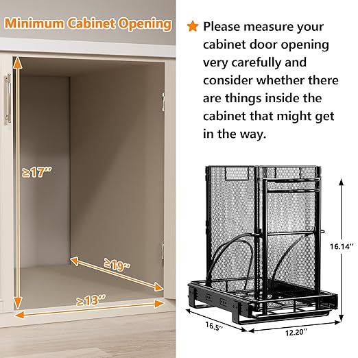ANASTA Cabinet Trash Can Pull Out Kit, Heavy Duty Under Sink Garbage Can Pull Out Track + 7 Gal Bin, Under Cabinet Slide Out Organizer, Trash Can Drawer Slide for Counter, Botes de Basura para Cocina