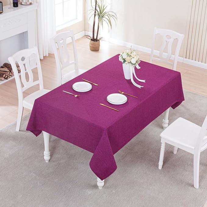 BALCONY & FALCON Rectangle Tablecloth Washable Wrinkle Resistant and Water Proof Table Cloth Decorative Linen Fabric Tablecloths for Dining Parties Kitchen Wedding and Outdoor Use (Purple, 57x118)