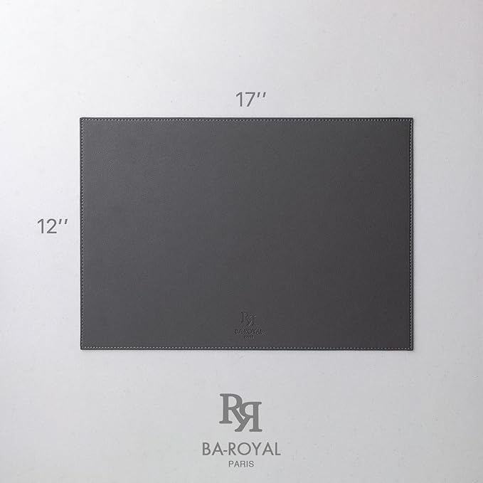 Faux Leather Placemats Set of 12 Vinyl Washable Wipeable Table Mats for Kitchen Dining Table Heat Resistant Waterproof Modern Indoor/Outdoor Placemats Non-Slip Easy Clean Place Mats -Dark Gray