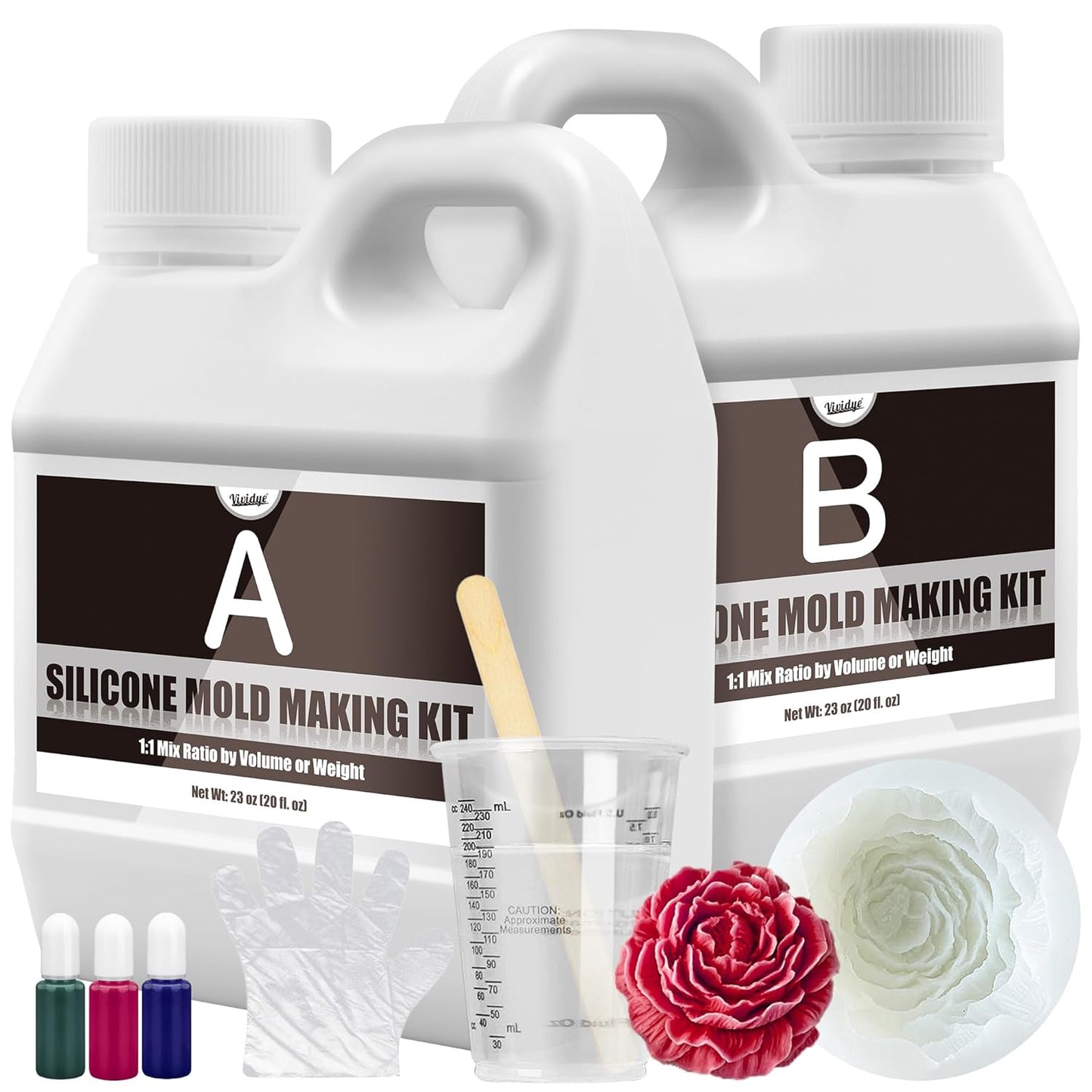 Silicone Mold Making Kit - 46oz Translucent 15A Liquid Silicone Rubber 1:1 Mixing Ratio for Mold Making, Fast Curing DIY Molding Kit for Resin Casting, Candle Molds, Soap Molds, Craft (3 Colors)