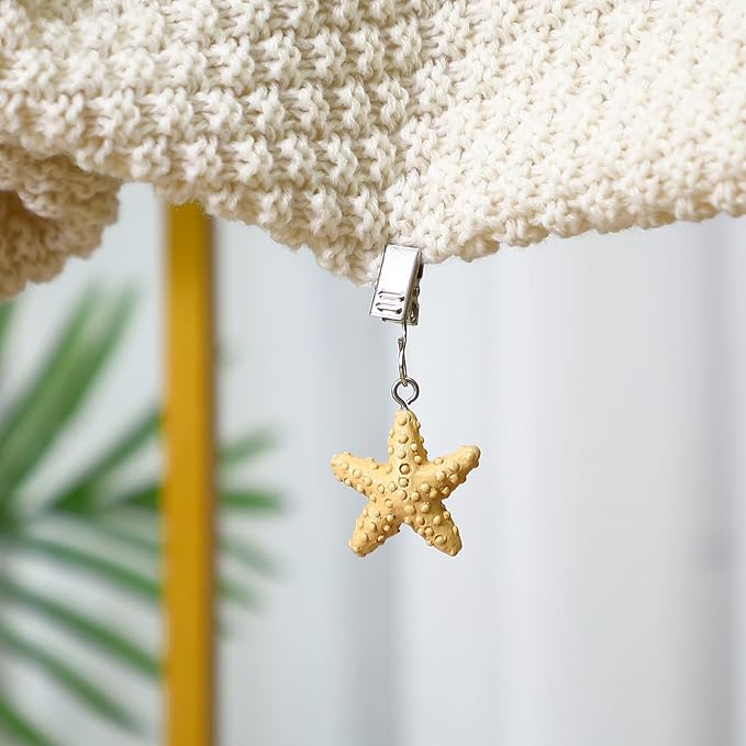 TwoFish Home Set of 4 Yellow Starfish Resin Tablecloth Weights Clips Yellow Starfish Handicraft Tablecloth Clamps Pack of 4