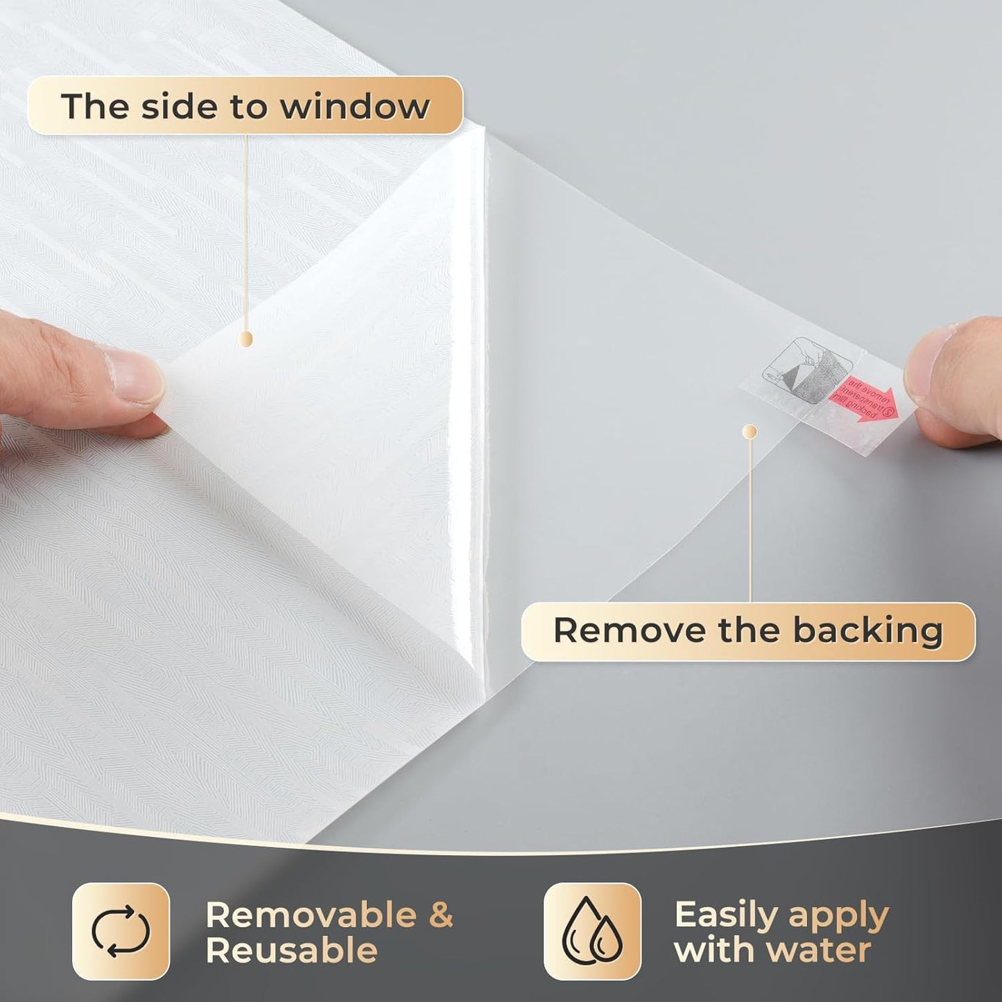 rabbitgoo Window Privacy Film, Frosted Glass Window Film Static Cling Covering, Non Adhesive Privacy Clings Vinyl, Removable Frosting Sticker for Home Decoration, White, 29.5 x 157.4 Inches