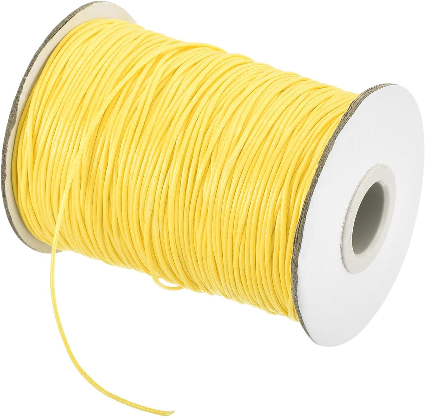 MECCANIXITY Waxed Cord 1mm Waxed Polyester Cord 175 Yard Wax String for Bracelet Making,Necklaces, Beading,Jewelry Making and DIY Crafts(Light Yellow)