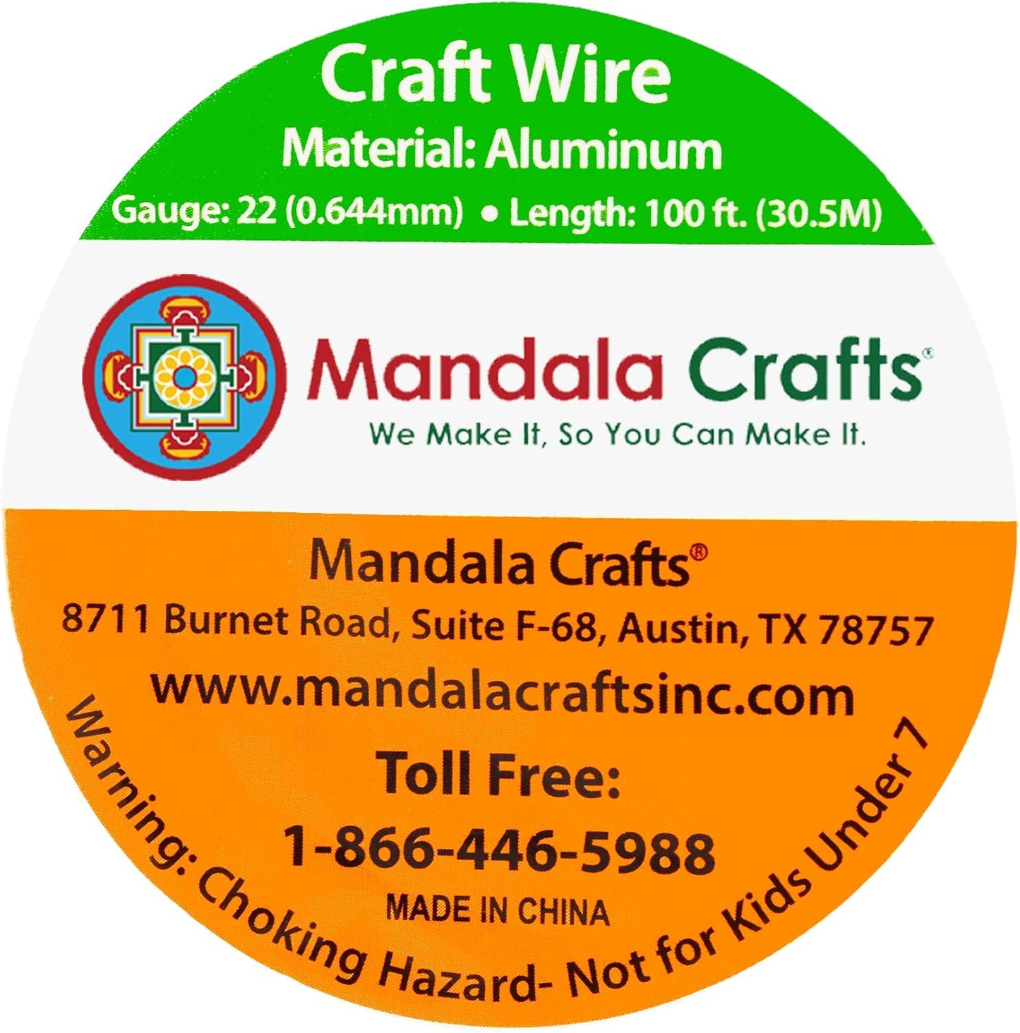 Mandala Crafts 22 Gauge Anodized Aluminum Craft Wire for Jewelry Making - 100 FT Colored Flexible Gold Tone Wire - Bendable for Bonsai Armature Crafting Sculpting