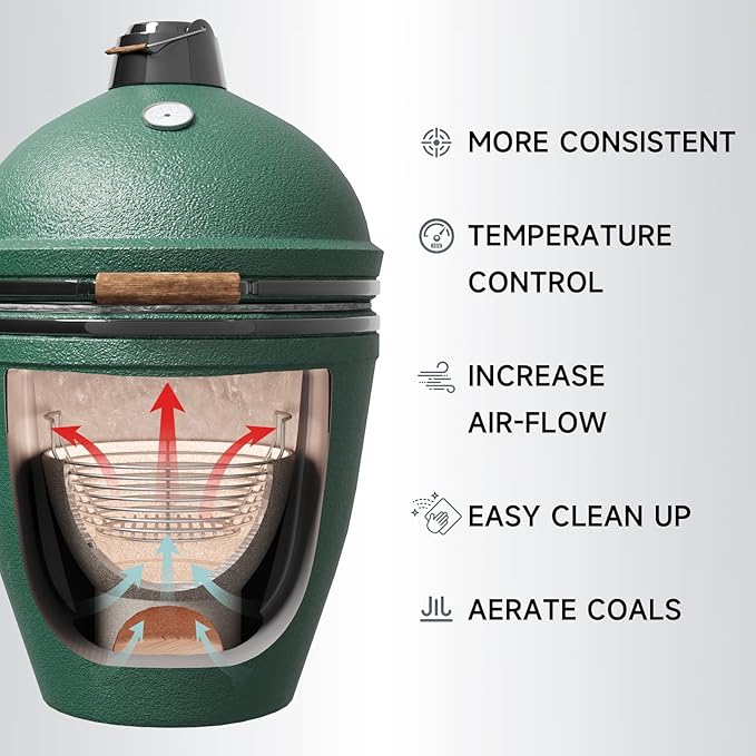 13.5'' Stainless Steel Heavy Duty Ash Charcoal Basket for Large Big Green Egg Grill, Kamado Joe Classic, Pit Boss, Louisiana Grills, Primo Kamado Grill & Other Similar Grills