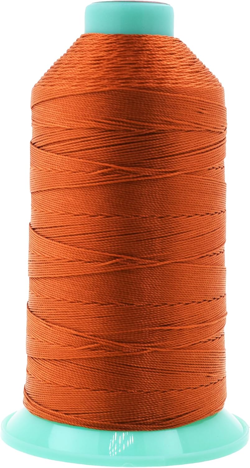 Mandala Crafts Bonded Nylon Thread Burnt Orange Heavy Duty Sewing Threads - 800 YDs Size 207 630D T210 Tex 210 Thread for Leather Jeans Weaving Outdoor Marine Upholstery Threads