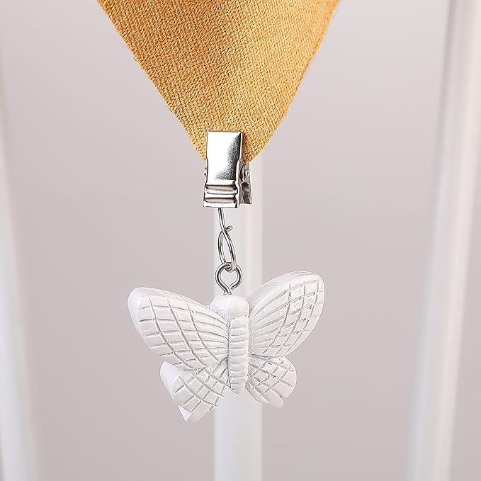 TwoFish Home Set of 4 White Butterfly Resin Tablecloth Weights Clips White Butterfly Handicraft Tablecloth Clamps Pack of 4