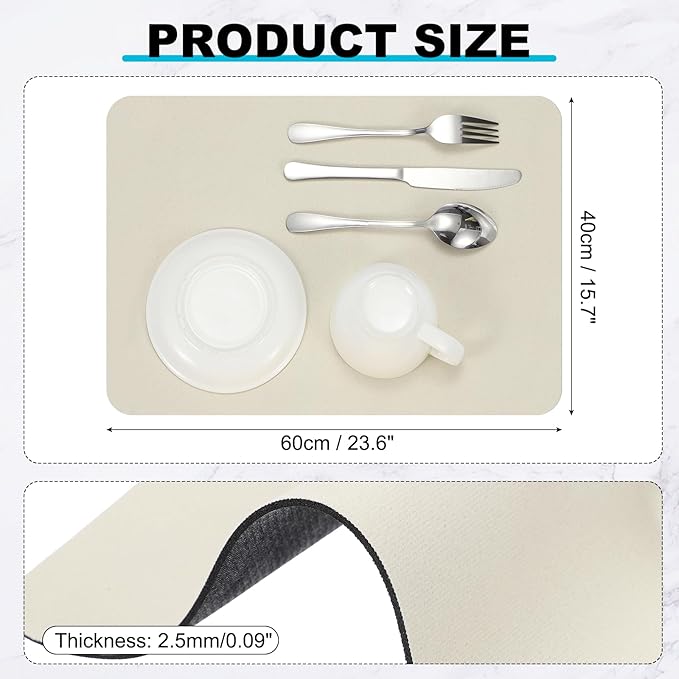 uxcell Silicone Mats for Kitchen Counter, 23.6" x 15.7" Non-Slip Countertop Protector Mat Heat Resistant Coffee Mat Waterproof Table Placemat, Beige