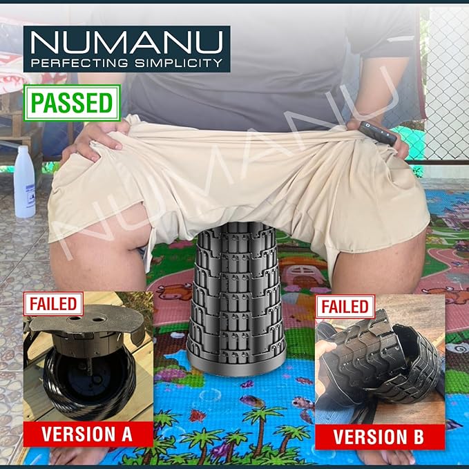 NUMANU 2PK 2025 Upgraded Collapsible Stool, Max 620lbs, 18"H Adjustable Portable Folding Stool for Adults, Retractable Foldable Telescopic Seat Camping Chair or Footrest (2PK Hard Seats + Accessories)