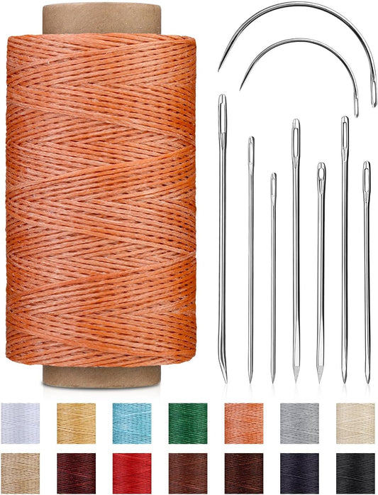 DIUDUS 218 Yards Upholstery Thread, Waxed Thread with Upholstery Needle, Heavy Duty Sewing Kit for Hand Sewing Carseat Sofa Leather Repair